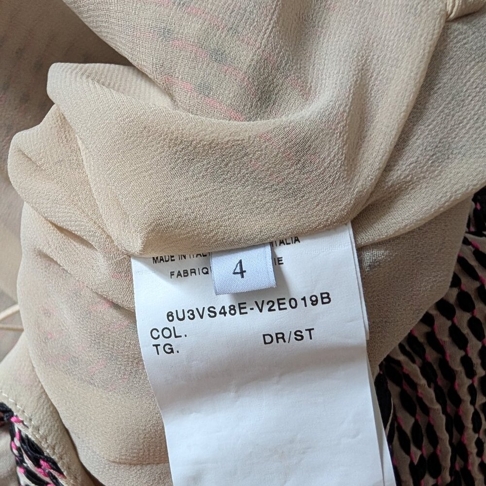 Valentino textured dress - size 4 tan with black and hot pink details - Picture 5 of 8